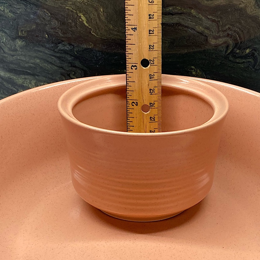 Chip Dip Set Apricot Ceramic Lidded - Picture 12 of 15